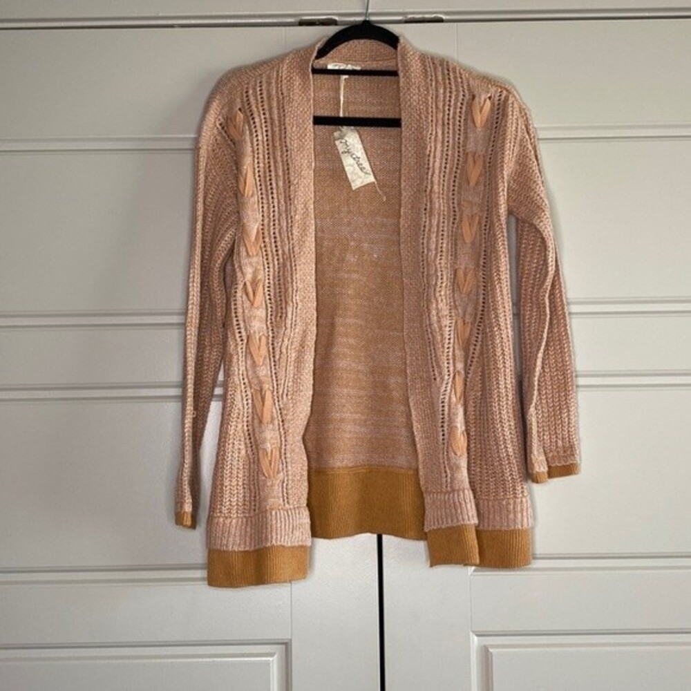 Mystree Open Front Knit Sweater Cardigan Contrast… - image 1